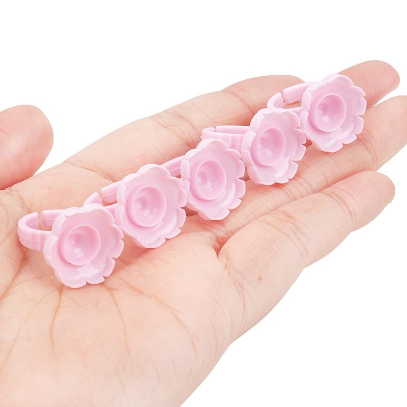Mekupeu100 PCS Disposable Plastic Eyelash Flower Glue Ring