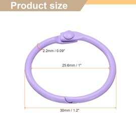 sourcing map 50pcs Binder Rings 1 Inch Loose Leaf Binder Ring Metal Book Rings Colorful Loose Leaf Rings for Index Cards Keychain Key Notebook Rings for Home Office, Purple