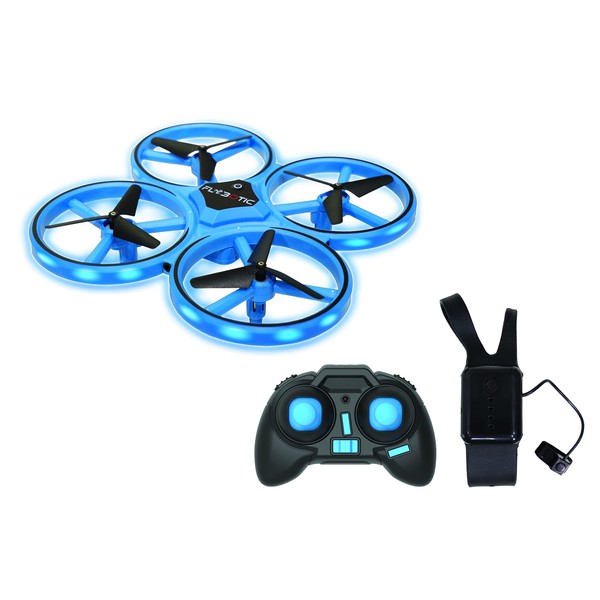 FLYBOTIC RC 21251 Flashing Drone by Silverlit, Toy Drone, Remote Controlled Drone, Gesture Control, Floating Function, Blue, from 8 Years
