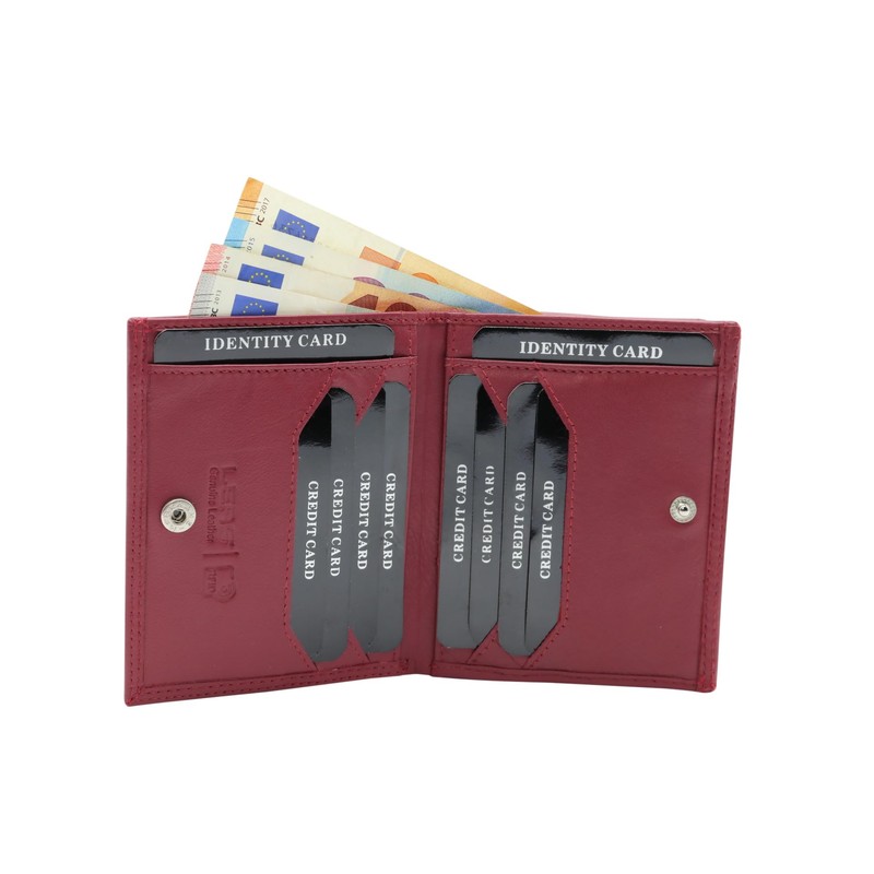 Leather Boxed Style wallet with large coin compartment LEAS, Genuine