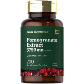 Tahoe Nutritionals Pomegranate Extract Supplement 3750 mg | 200 Capsules | Non-GMO, Gluten Free Supplement