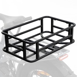 Romatlink Large Ebike Basket Rear, Waterproof Metal Electric Bicycle Basket, Quick Assemble Bike Accessories Rear Bike Cargo Rack for Picnic Basket, Sports Bag (Basic Style)