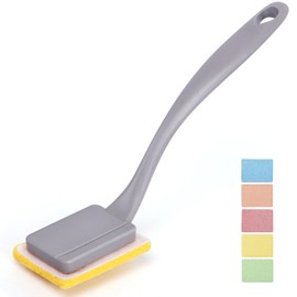 Dish Brush with Handle,Non-Scratch Dishwand with 5 Sponge Refills for Pans, Pots, Sink & Tubs,Grey