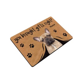 MyPupSocks Custom You Brought Gifts Right Pet Dog Doormat with Dog's Name Door Mat Floor Rug 23.6 x 15.7 Inches Indoor Outdoor Bathroom Living Room Non Slip Decor