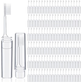 Rtteri 150 Pcs Travel Toothbrush Kit Bulk Folding Toothbrush with Toothbrush Cover Transparent Potable Travel Size Mini Toothbrush Small Foldable Manual Tooth Brushes for Adult Camping School