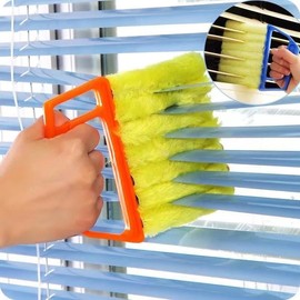 Handheld Blinds Cleaning Brush, 7 Blades Shutters Curtain Brush, Dust Remover for Air Conditioner, Home Gadgets, Car Vents (Orange)