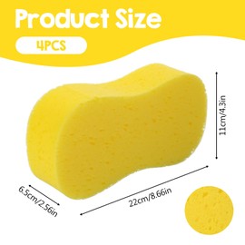 4 Pcs Car Sponges for Washing, Large Multi-Purpose Foam Cleaning Sponges Extra Thick Large Cleaning Sponge Car Wash Sponge for All Purpose Cleaning-Dishes, Tile, Bike, Easy Grip-Sponge for Kitchen