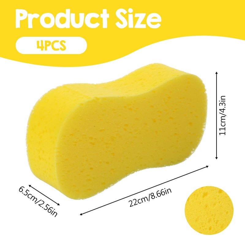 4 Pcs Car Sponges for Washing, Large Multi-Purpose Foam Cleaning