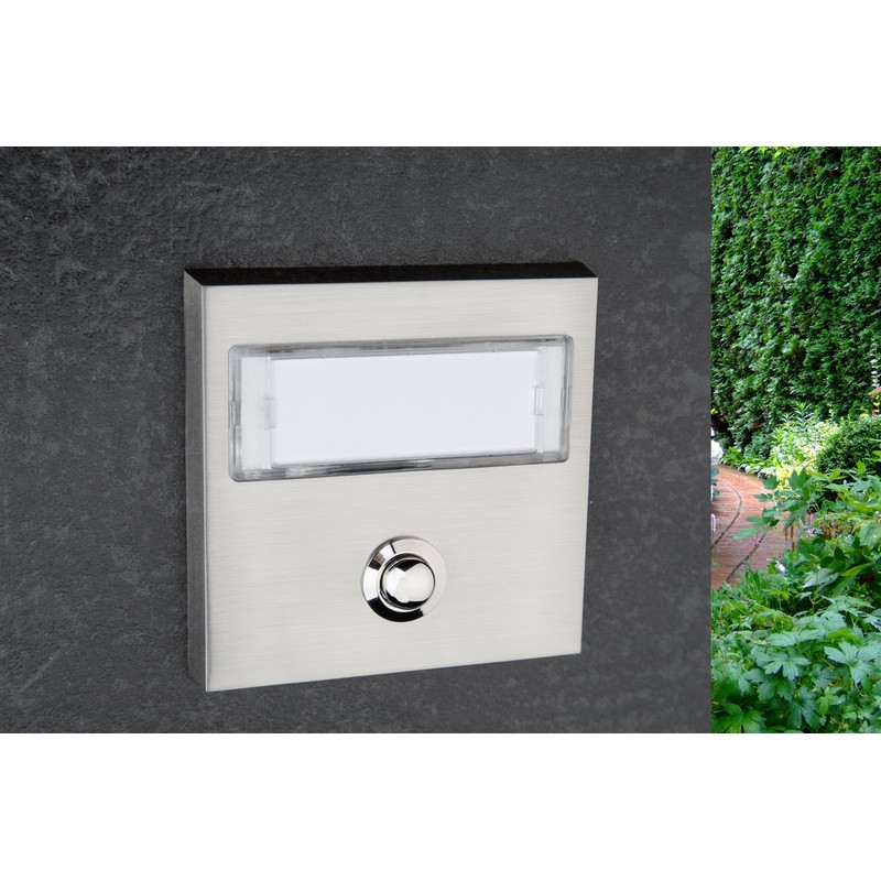 Huber Bell Plate Single Surface-Mounted Rectangular Real Metal with Stainless