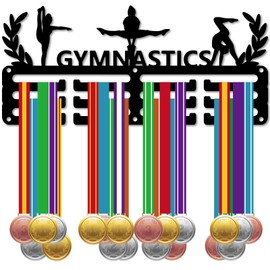 CREATCABIN Gymnastics Medal Holder, Medal Hanger, Display Stand, Sports Metal Hanger, Awards, Iron, Small Holder, Decor, Awards for Women, Wall, Home, Black, 29 x 13 cm