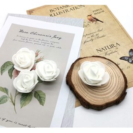D-Seven Artificial Flowers 100PCS 3CM Mini Fake Roses for DIY Wedding Bouquets Centerpieces Party Baby Shower Scrapbooking Gift Box DIY Crafts Wreath (White)