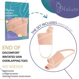 HALUTO Hallux Valgus Correction with Non-Slip Strip, Toe Separator, Hallux Valgus Bandage, Bunion Correction, Hammer Toe Correction, Toe Stretcher