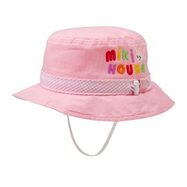 Miki House 12-9105-684 Hat, Hat, UV Protection, Sun Shade Cover, 100% Cotton, Elastic Included, For Boys, Girls, Babies, Kids, Babies, Children's Clothing, Pink