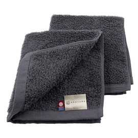 Imabari Towel, Hand Towel, Towel Set, Ryan, Premium, Medium, Thick, Highly Absorbent, Plain, Gray, Set of 2, Made in Japan, 100% Cotton, 13.4 x 15.0 inches (34 x 38 cm)