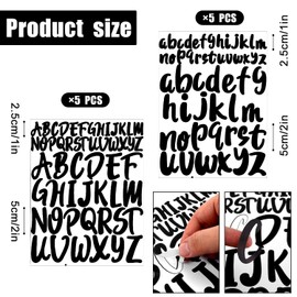 10 Sheets Waterproof Vinyl Letters Stickers, 1in 2in Self Adhesive Alphabet Stick Lower Case Letters Stickers Uppercase Letters Stickers for Crafts Scrapbook Poster Window Mailbox Car(Black)