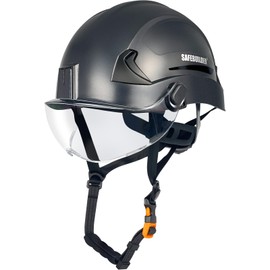 SAFEBUILDER G2 Safety Helmet Type 2 Hard Hats with Visor Lightweight Adjustable Size for Industrial Construction Rescue Work at Height OSHA (Type 2 Class E,G&C(No Vented), G2E-Black with Clear Visor)