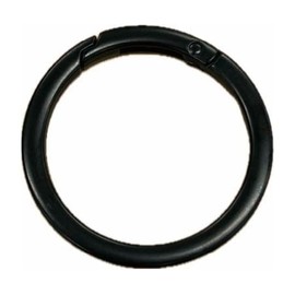 Waki Sangyo BK-1033 Round Carabiner Keychain Climbing Round Small Size Outer Diameter 1.9 inches (48 mm) Black Zinc Alloy