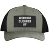 Window Cleaner AF - Leather Black Patch Engraved Trucker Hat,
