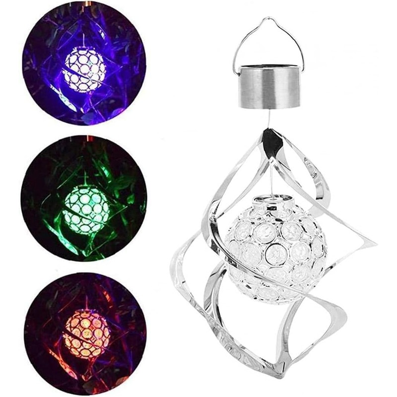 GFYWZ Wind Spinner Light Solar Garden Hanging Wind Chime Spiral