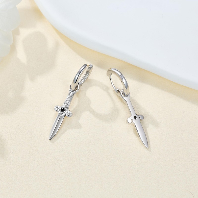 DAYLINLOVE Sterling Silver Sword Dangle Earrings