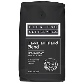 Peerless Hawaiian Whole Bean Coffee (2 lb.) - Hawaiian Island Blend, Medium Roast, Blend of Maui & Colombia Coffee Beans, 100% Arabica