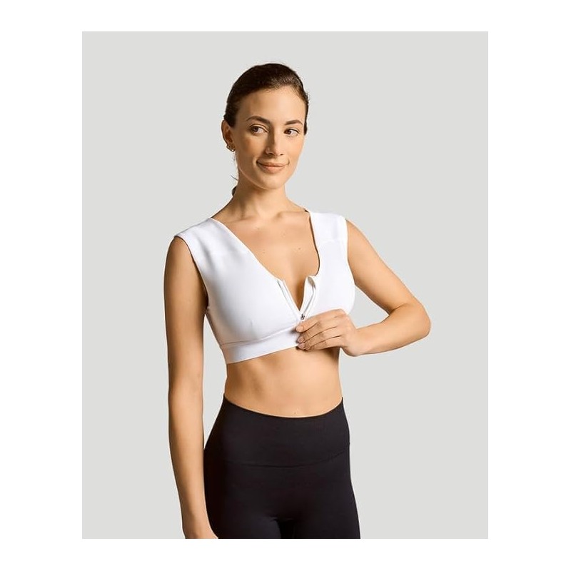 Tommie Copper Shoulder Support Compression Bra with Front Zipper Closure