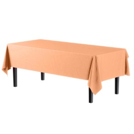 Party Solids Peach 54X108 Plastic Tablecloth Disposable Heavy Duty Party Event Cover