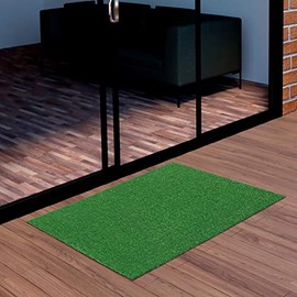 Ottomanson Evergreen Collection Waterproof Solid Grass Design 22x30 Indoor/Outdoor Artificial Grass Doormat, 22" x 30", Green