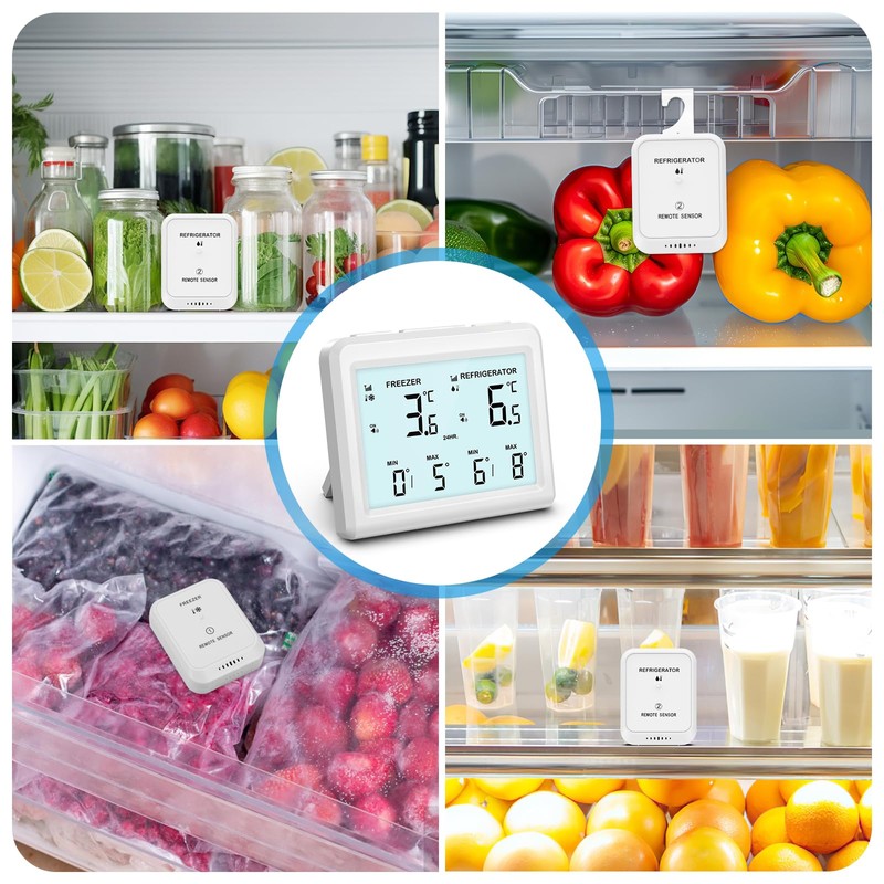 Brifit Digital Refrigerator Thermometer, 3.7 inch LCD Backlight Freezer Thermometer