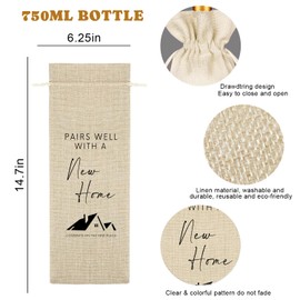 Aievlinkr Housewarming Wine Gift Bags, First New Home House Homeowner Gift, New Home Wine Bag For Friends, Realtor Gift to Clients, Sweet Home Congrats, Housewarming Party Decorations