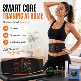ABS Muscle Stimulator Belt for Home Fitness – USB Rechargeable EMS Massager for Core Support
