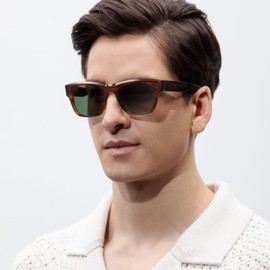 CARFIA Fashion Polarised Mens Sunglasses UV400 Protection Modern Retro Acetate Square Shades Driving Eyewear