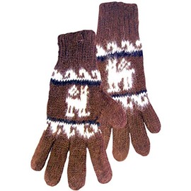 Alpaca Gloves with Llama Pattern (Brown)