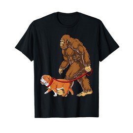 Bigfoot English Bulldog Dog Walk Funny Sasquatch Lovers Men T-Shirt