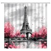AMFD Eiffel Tower Shower Curtain Pink Romantic France Paris City
