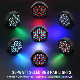 LED Stage Lights 2Pack - Czgor 36W RGB DJ Par Lights with Sound Activated Auto Play by Remote & DMX Control Uplights for Events Wedding Party Club Christmas Party Lighting