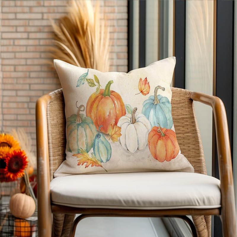 RABUSOFA Fall Decor Pillow Covers 18x18 Inch Set of 2,Pumpkin