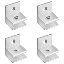 4 Pcs Glass Panel Bracket Clamps, Silver Glass Clips F Shape Adjustable 8-10mm/0.31-0.39in Glass Shelf Holder for Bedroom, Bathroom and Kitchen