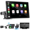 HAUXIY Wireless Apple Carplay Screen for Car 4K Dash Cam,