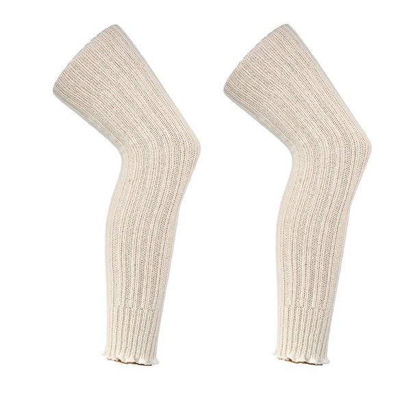 Long Legwarmer Natural Alpaca Wool Women Over Knee, Lambs wool