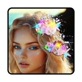 JEWEKY Light Up Starfish Hair Clips Glowing Seashell Mermaid Hair Accessories for Women