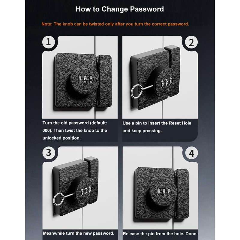 ETEKJOY Keyless Cabinet Lock 3-Digit Combination for Swinging/Sliding Door Drawer