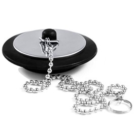 Universal bath plug with Stainless Steel Chain, bath plug replacement, Drain Stopper for Bathroom and Kitchen, bath plug and chain, Size 1.65in to 1.77in, Chain Length 16.5in