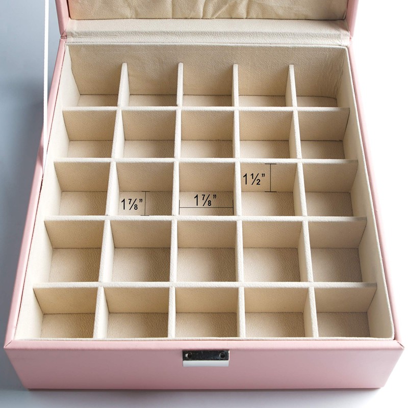 Frebeauty Earring Organizer Classic Jewelry Box 50 Slots Double Layer
