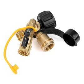 Stanbroil Propane Brass Tee with Type 1 Valve - Quick Disconnect and Disposable Cylinder Ports for Motorhome or RV