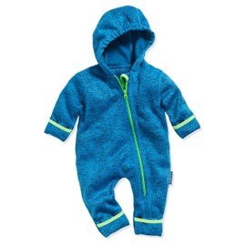 Playshoes Unisex Baby Fleece Jumpsuit, Breathable With Long Zip And Hood, Mottled Pattern - 74