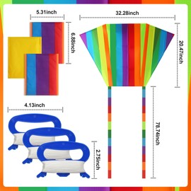 3 Stück Drachen Kinder Set – Bunte Einleiner Drachen mit Langen Schwänzen Lenkdrachen, Einfach zu Fliegen für Anfänger & Kinder, Outdoor Kinderdrachen