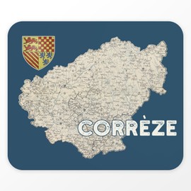 Fabulous Mauspad, Blau – Corrèze 19 Departement Brive Tüll Antike Karte Aquitanien – (Maße 24 x 20 cm)