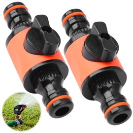 Qaum 2 Pack for Hozelock Connectors Quick-Release in line Double Tap Nozzle Valve for Hozelock Connectors and Fittings for Hozelock Tap Connector Garden Hose Shut-Off Coupler Hose Pipe Connector