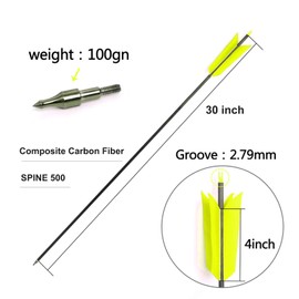 Lamehfyo 31" Carbon Arrows Target Flu-Flu Arrows Spine 500 Hunting and Target Practice Arrows with 4pcs Turkey Feathers for Small Game Hunting Shooting (12pcs, Yellow)